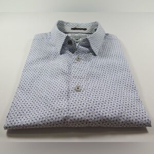 🟢3/$25 Ted Baker Cotton Short Sleeve Button Down Shirt Size 4 EUC